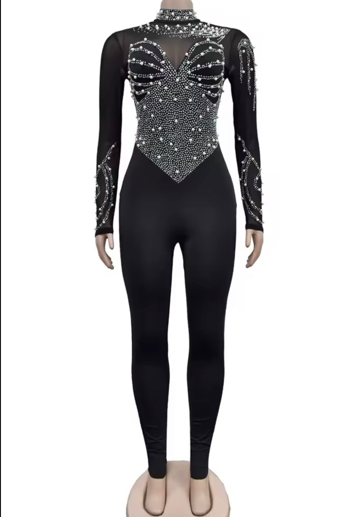 Elegant Festlich Hohe Taille Overall Jumpsuit mit Kristal - RAIZA Collection