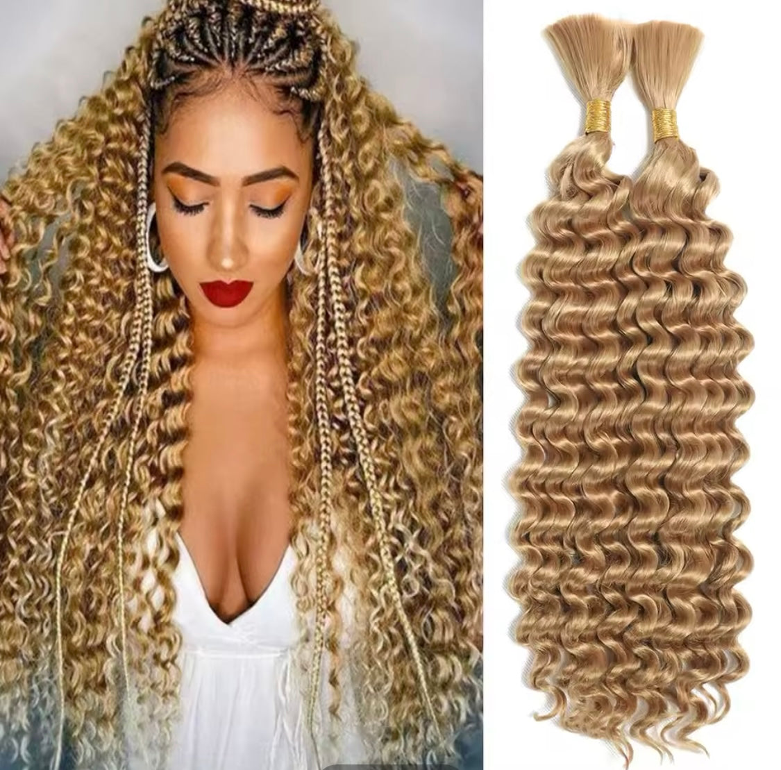 1 Stück Bronze Synthetisches lockiges Haarverlängerung Deep Wave Flechthaar für Boho-Zöpfe und Crochet Curl - RAIZA Collection