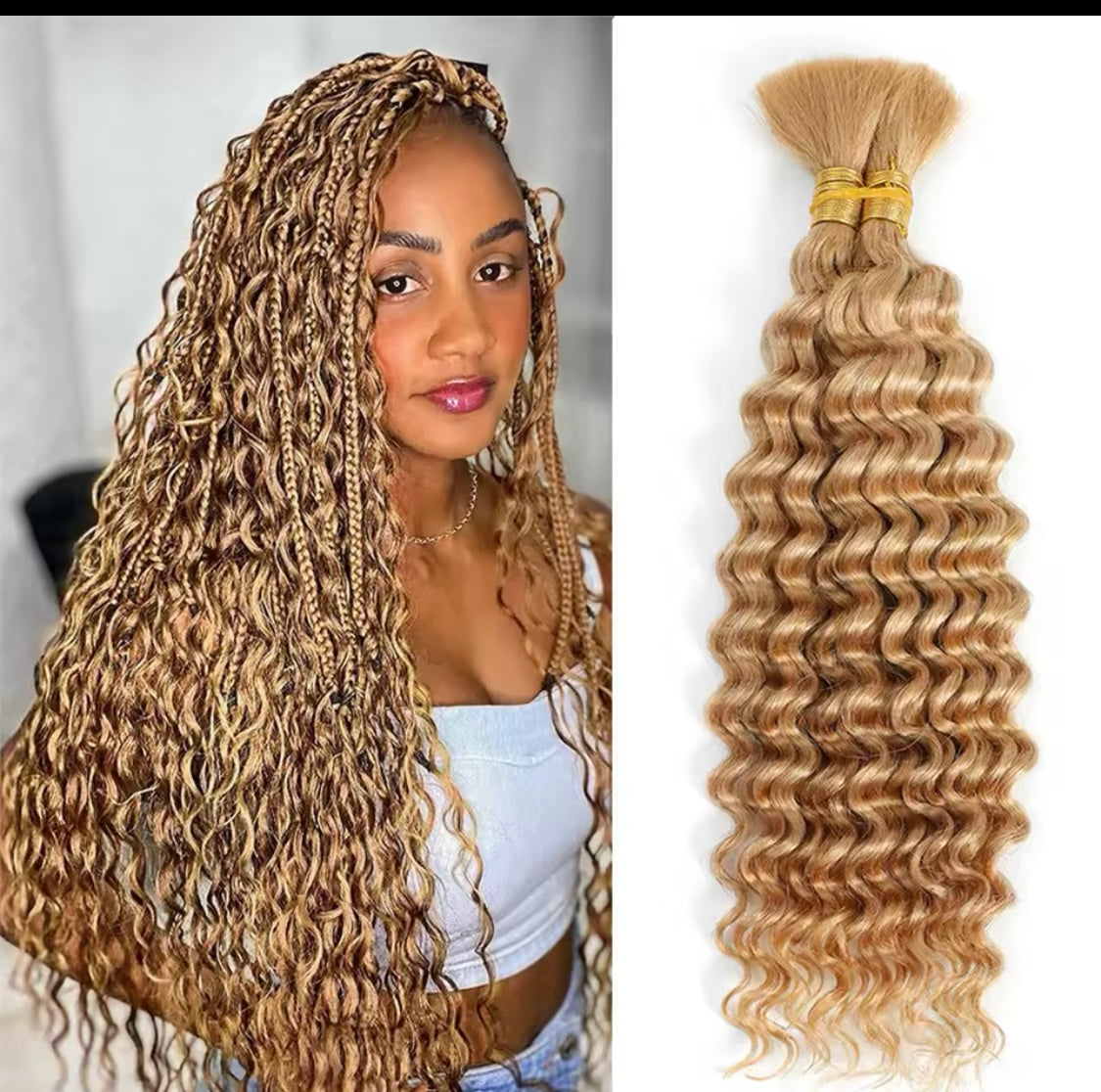 1 Stück Bronze Synthetisches lockiges Haarverlängerung Deep Wave Flechthaar für Boho-Zöpfe und Crochet Curl - RAIZA Collection