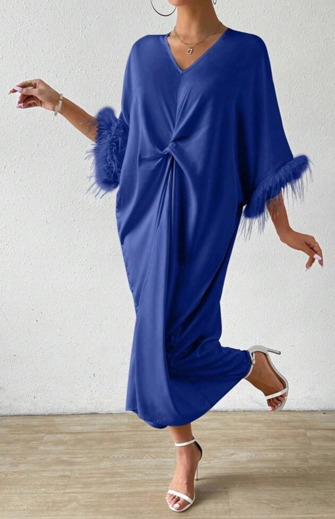 Stylischer Asymmetrischer Ausschnitt Damen Maxi Abendkleid mit gürtel - RAIZA Collection