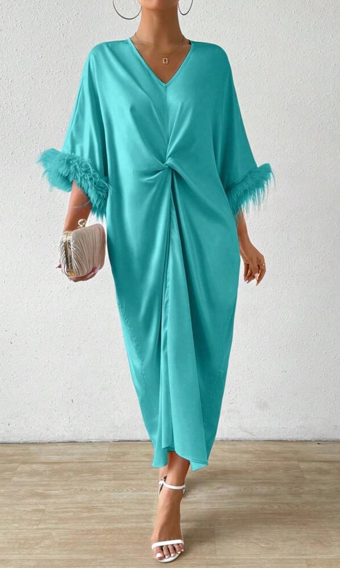 Stylischer Asymmetrischer Ausschnitt Damen Maxi Abendkleid mit gürtel - RAIZA Collection