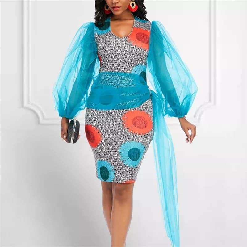 Cocktailkleid Festliche Elegante Schickes Figurbetontes Asymmetrische Damen Kleid mit Lange Sleeve - RAIZA Collection