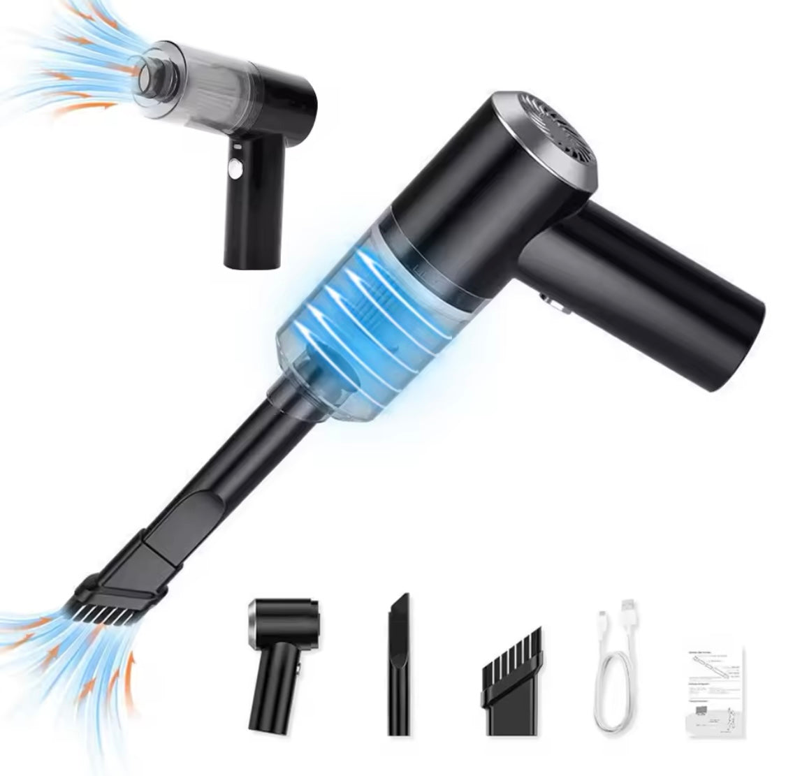 Auto Staubsauger Hoch leistungs tragbare drahtlose bürstenlose tragbarer Mini-Staubklemmer, trocken und nass, für Zuhause, Auto, Dual-Use-Wireless-Handreinigungsgeräte, USB-Aufladung - RAIZA Collection