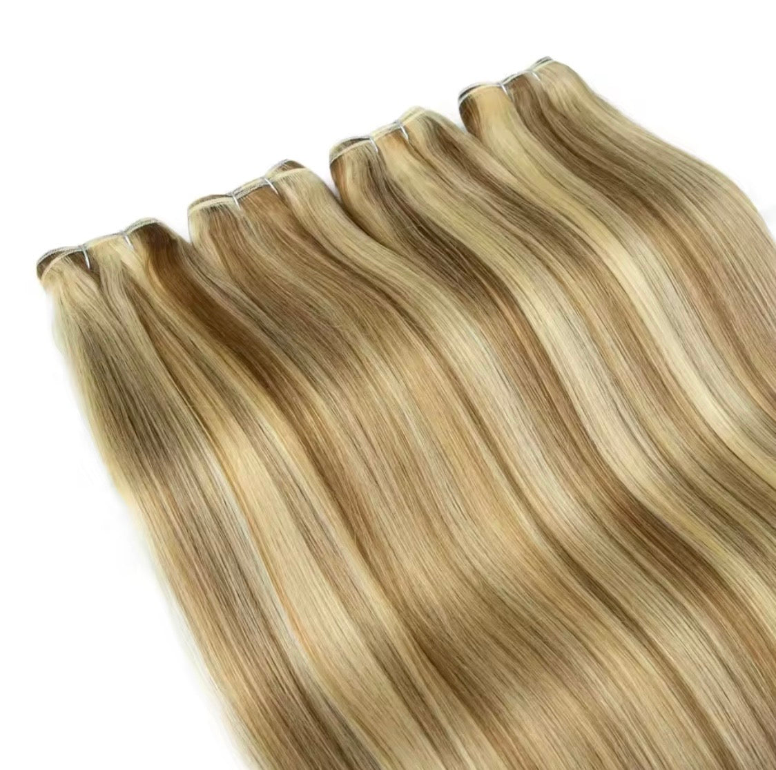 50g Premium Echthaar-Tresse – Blonde Highlight-Mix