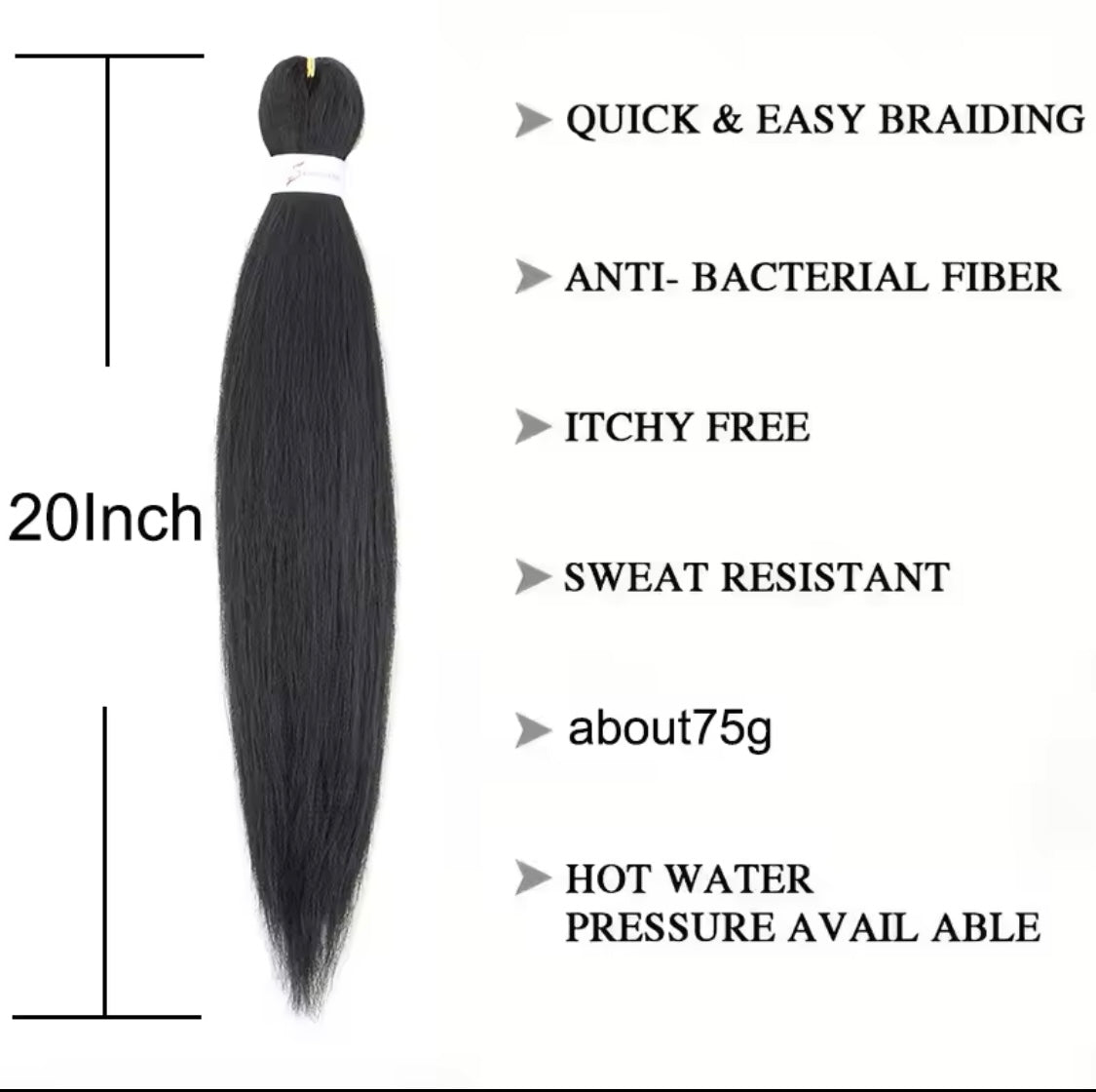 1 Stück Schwarz (Farbe 2) Pre Stretched Braiding Hair Yaki Texture Kunsthaar zum einflechten Zöpfe box Braids Haar Professional Synthetic Hair Extension Flechthaar Haarverlängerung - RAIZA Collection
