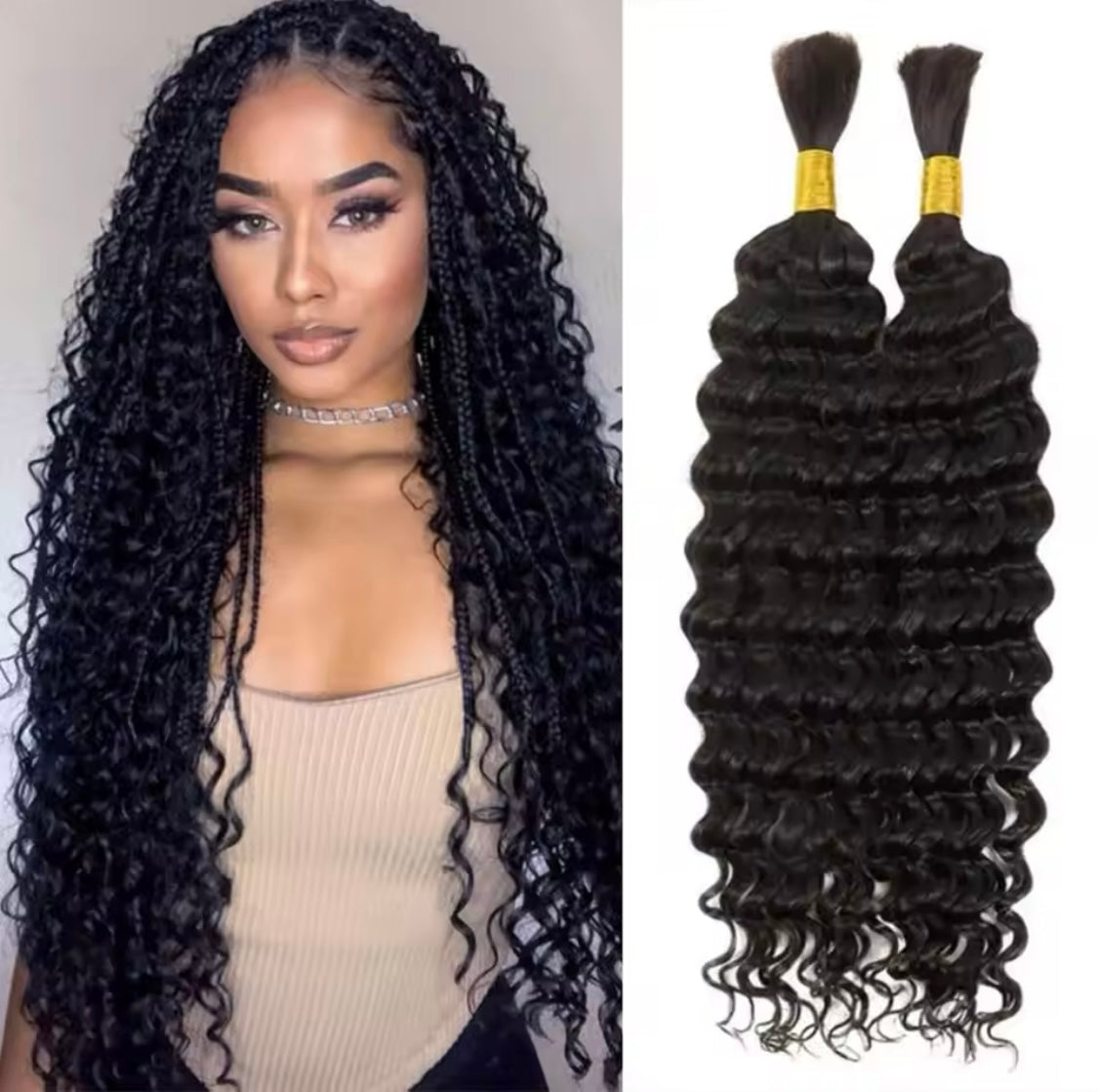 1 Stück in verschiedenen Farben Synthetisches lockiges Deep Wave Flechthaar für Boho-Zöpfe und Crochet Curl - RAIZA Collection