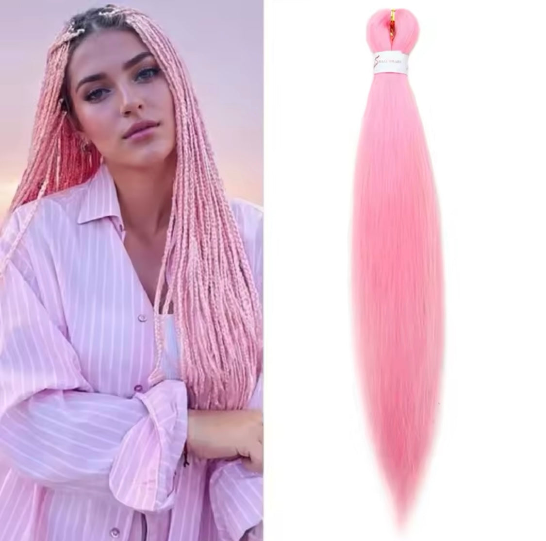 1 Stück in verschiedenen Farben Pre Stretched Braiding Hair Yaki Texture Kunsthaar zum einflechten Zöpfe box Braids Haar Professional Synthetic Hair Extension Flechthaar Haarverlängerung Blonde/Schwarz/Rosa/Rot - RAIZA Collection