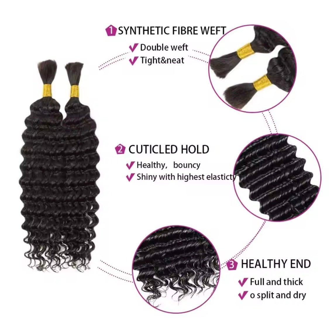 1 Stück in verschiedenen Farben Synthetisches lockiges Deep Wave Flechthaar für Boho-Zöpfe und Crochet Curl - RAIZA Collection