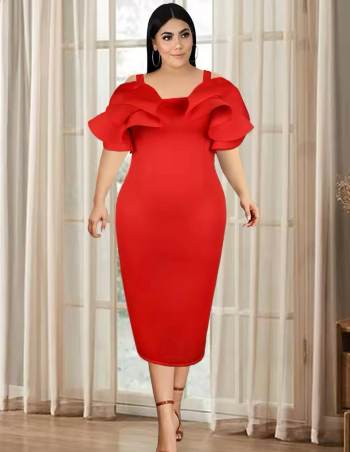 Cocktailkleid Festliche Elegante Schickes Figurbetontes und Asymmetrische Damen Kleid mit Blume - RAIZA Collection