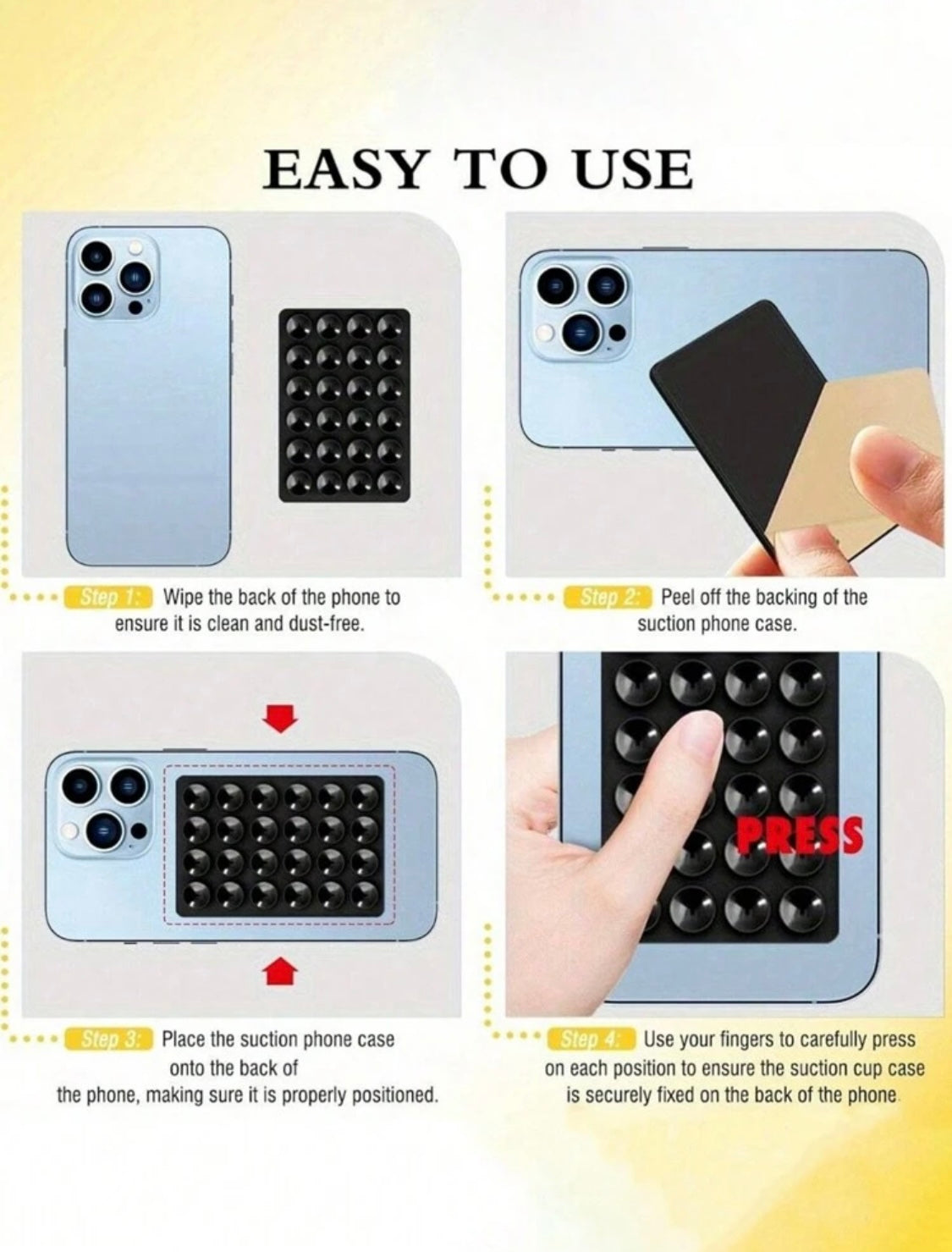 Multifunktionaler Saugnapf aus Silikon für Handy-Befestigung, Saugnapf-Rückseite, selbstklebendes Silikon-Gummi-Sauger-Pad für feste Unterlage - RAIZA Collection