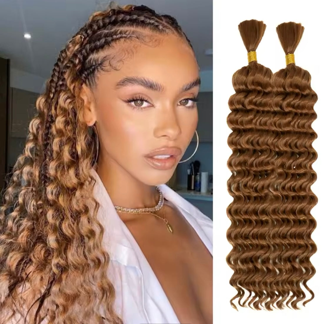 1 Stück in verschiedenen Farben Synthetisches lockiges Deep Wave Flechthaar für Boho-Zöpfe und Crochet Curl - RAIZA Collection