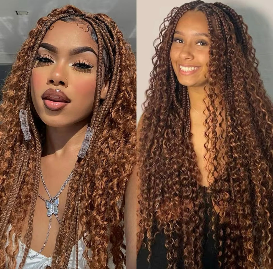 1 Stück Braun Synthetisches lockiges Haarverlängerung Deep Wave Flechthaar für Boho-Zöpfe und Crochet Curl - RAIZA Collection