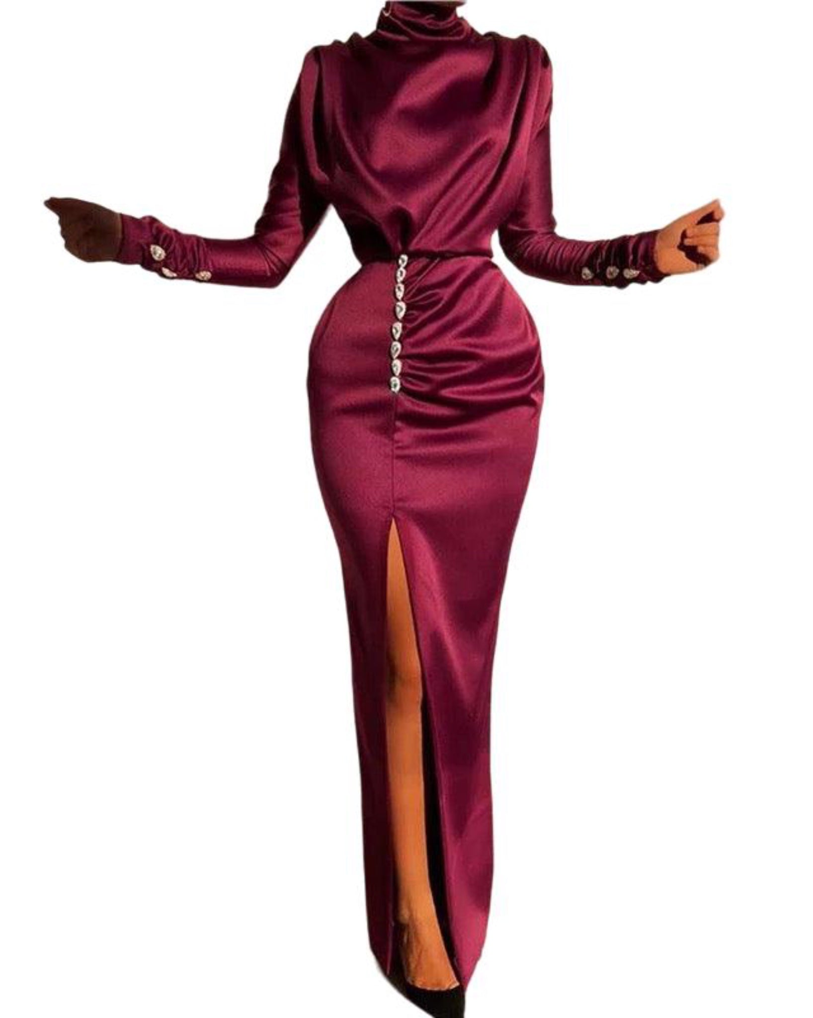 Raiza Langarm Satin Kleid - RAIZA Collection