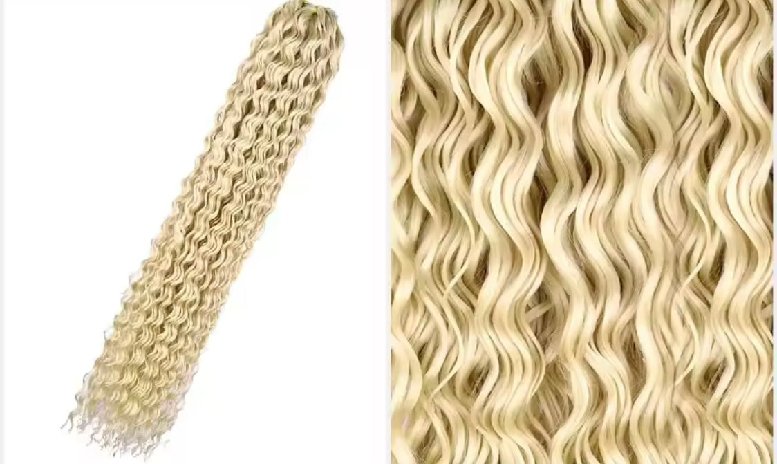 1 Stück Blonde Synthetisches lockiges Haarverlängerung Deep Wave Flechthaar für Boho-Zöpfe und Crochet Curl - RAIZA Collection