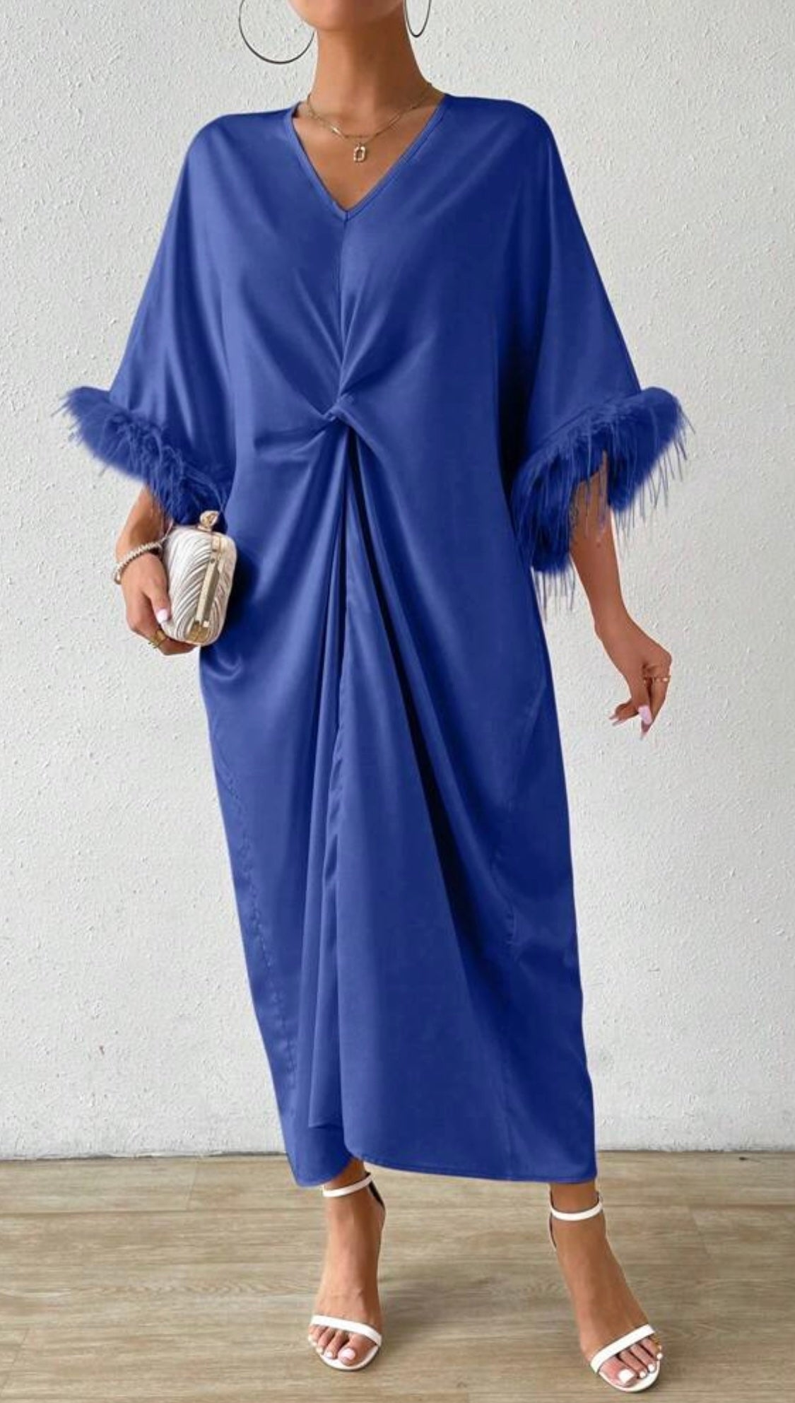Stylischer Asymmetrischer Ausschnitt Damen Maxi Abendkleid mit gürtel - RAIZA Collection