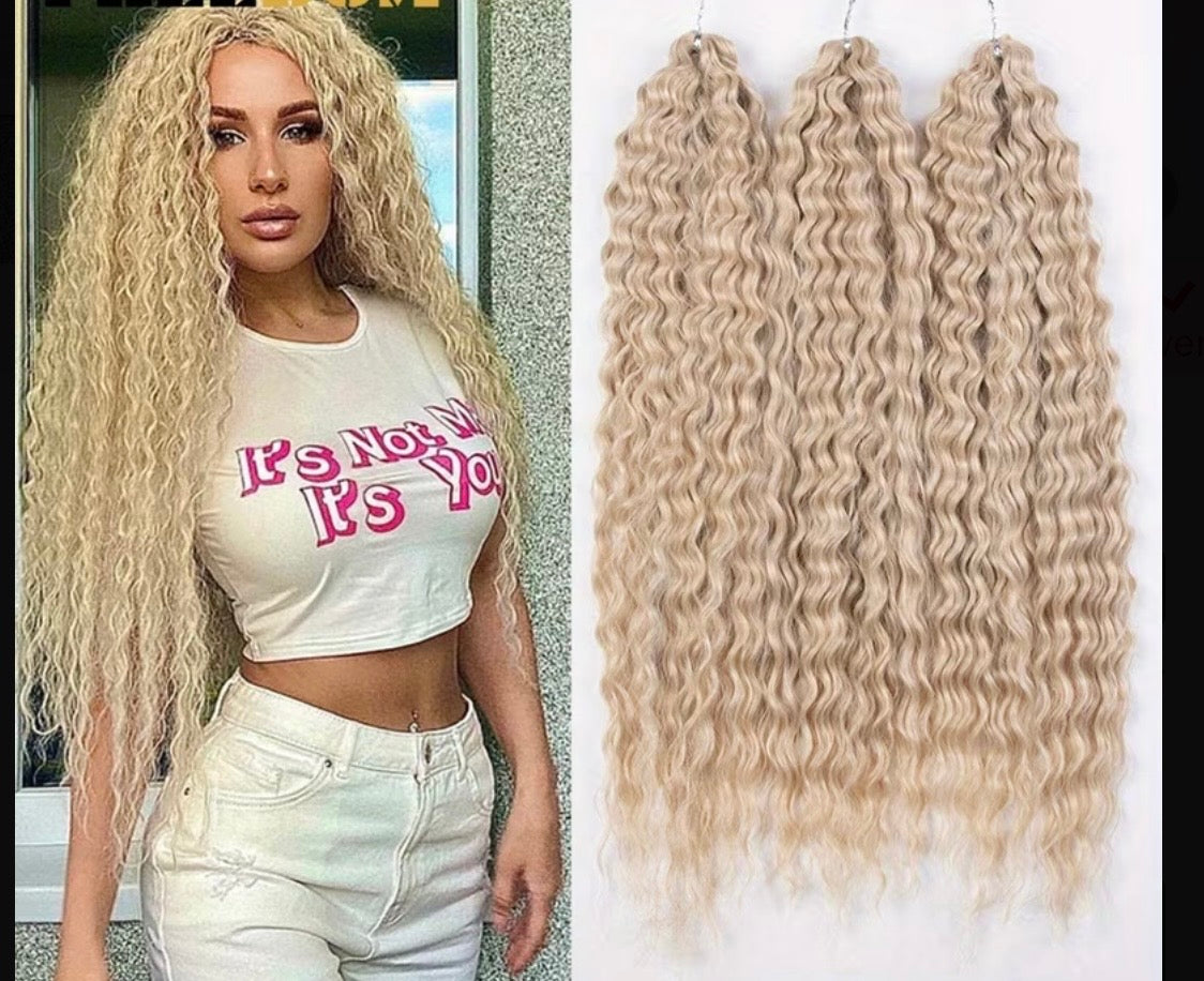 100 g Premium Water Wave Kunsthaar-Extensions für Crochet Braids & Flechtfrisuren – Edles Blond - RAIZA Collection