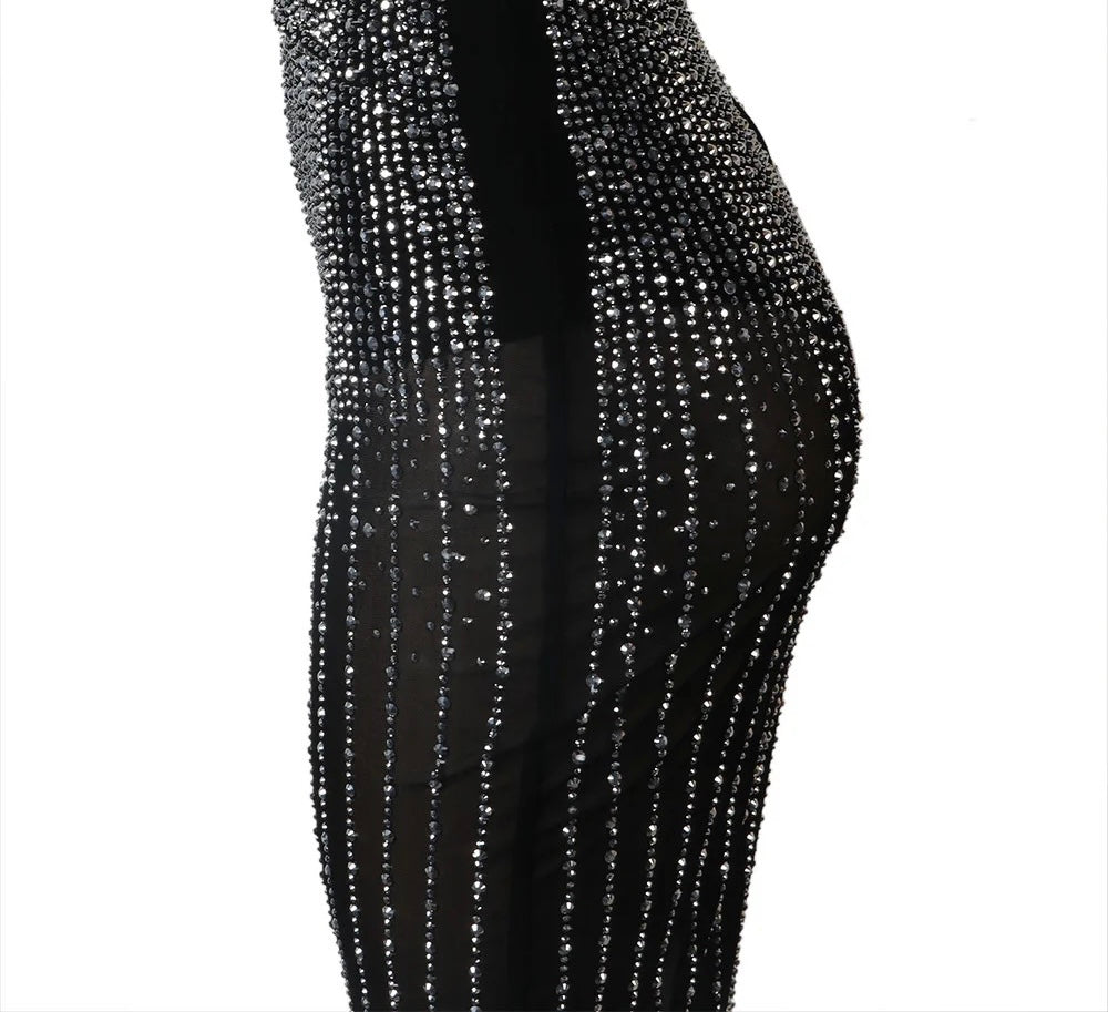 Damen Einteiler Jumpsuits Sexy Bodycon mit Strass Glitzernde Strampler Party Club Outfits Sexy - RAIZA Collection
