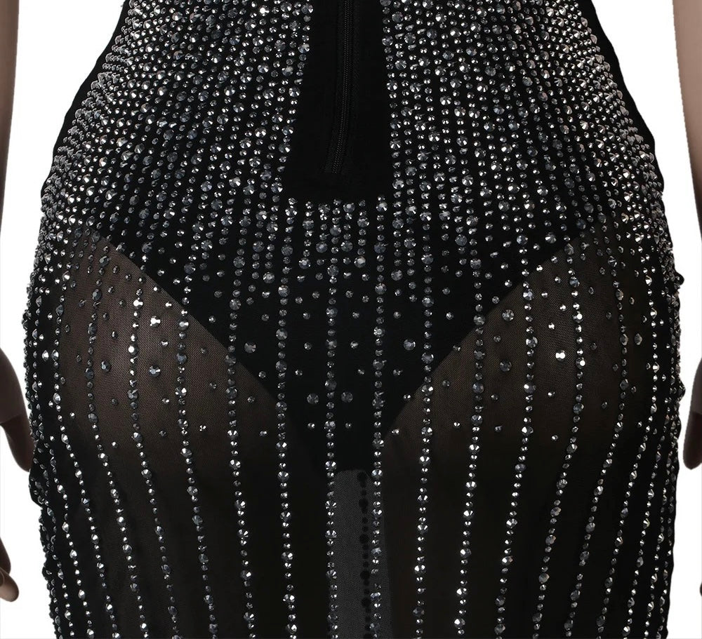 Damen Einteiler Jumpsuits Sexy Bodycon mit Strass Glitzernde Strampler Party Club Outfits Sexy - RAIZA Collection