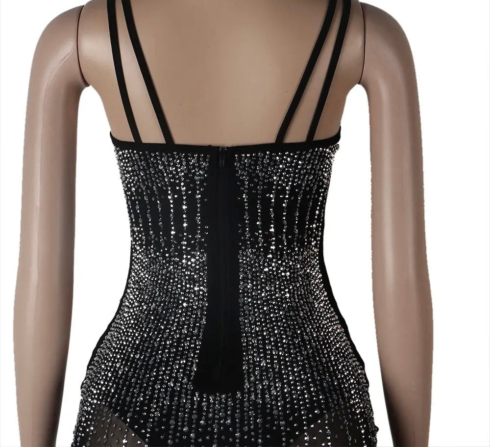Damen Einteiler Jumpsuits Sexy Bodycon mit Strass Glitzernde Strampler Party Club Outfits Sexy - RAIZA Collection