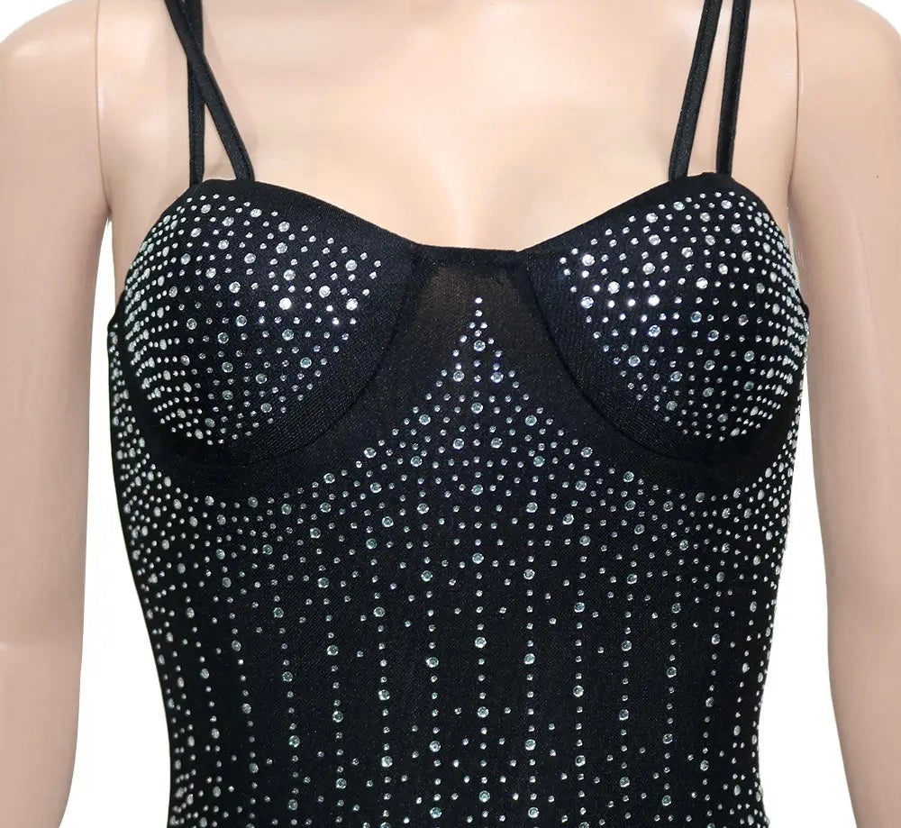 Damen Einteiler Jumpsuits Sexy Bodycon mit Strass Glitzernde Strampler Party Club Outfits Sexy - RAIZA Collection