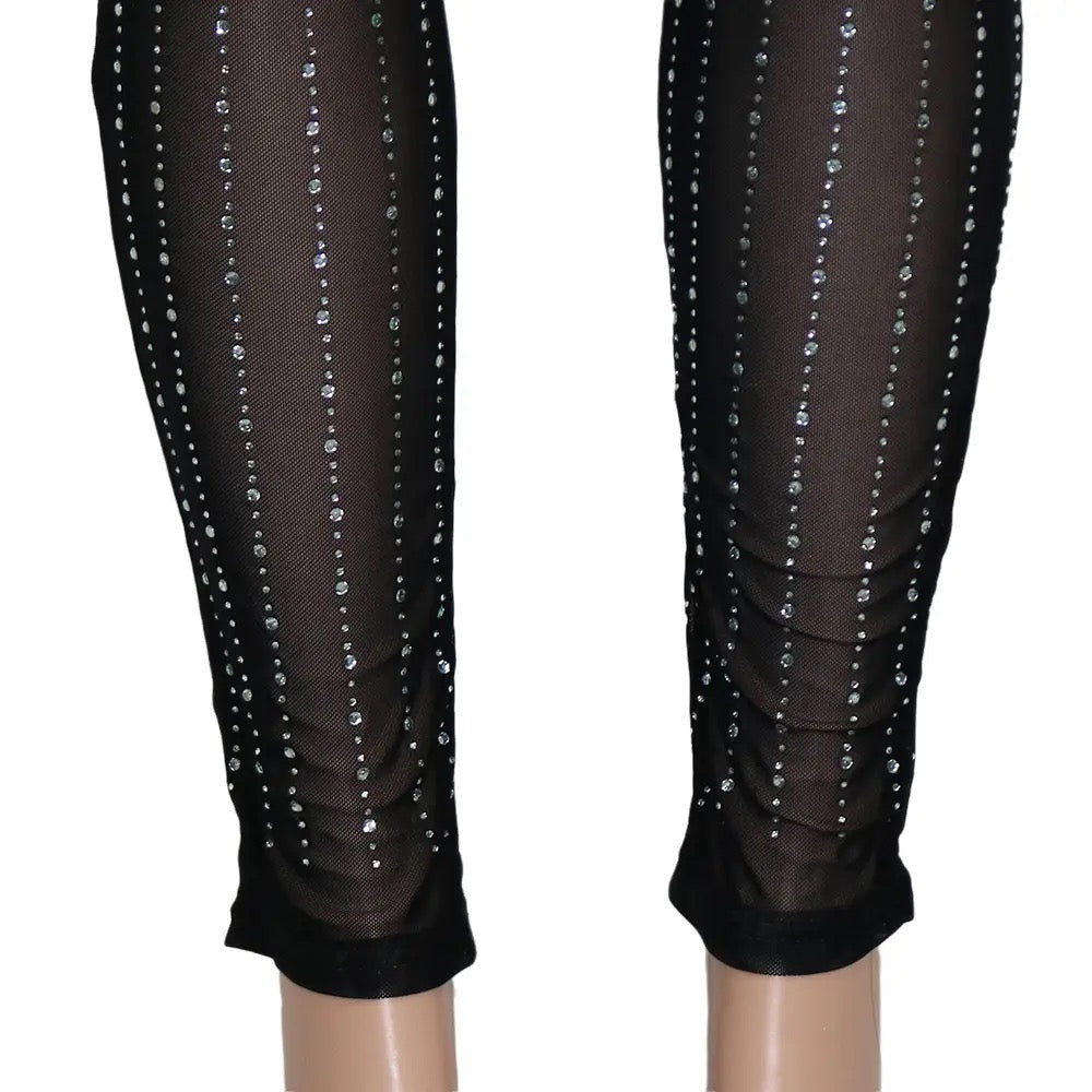 Damen Einteiler Jumpsuits Sexy Bodycon mit Strass Glitzernde Strampler Party Club Outfits Sexy - RAIZA Collection