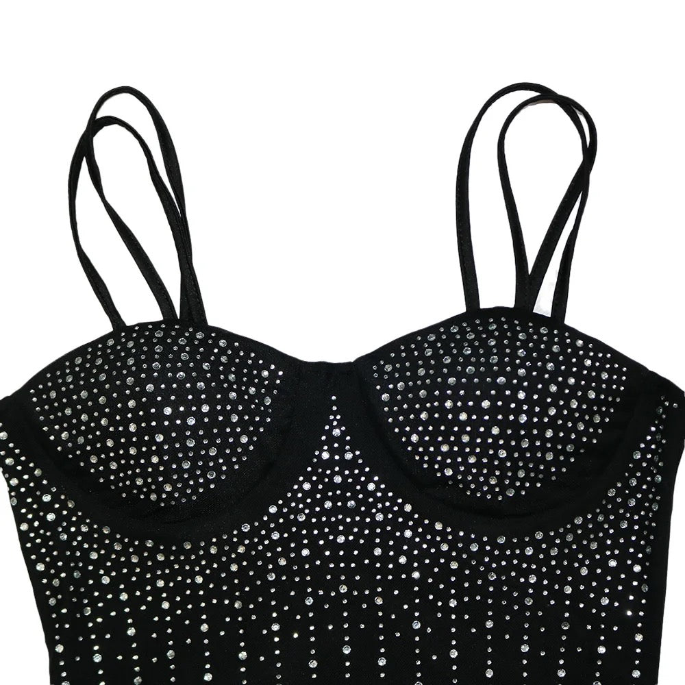 Damen Einteiler Jumpsuits Sexy Bodycon mit Strass Glitzernde Strampler Party Club Outfits Sexy - RAIZA Collection