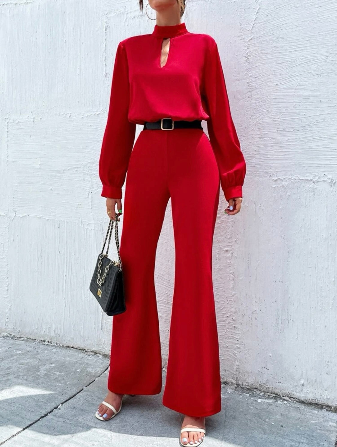 Raiza-Elegant Damen Jumpsuit mit Laternenärmeln ohne Gürtel - RAIZA Collection