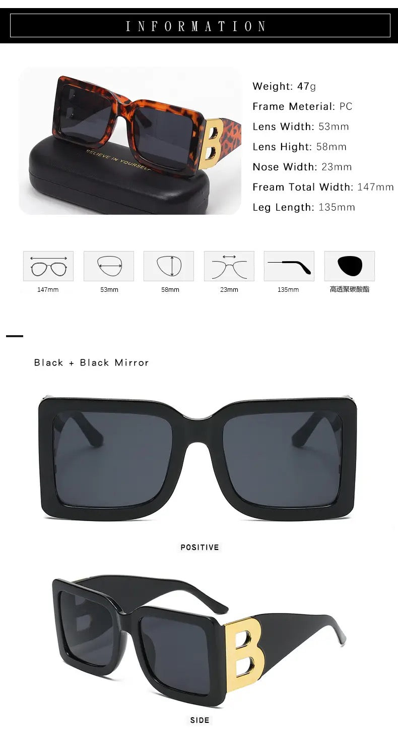 Kim-übergroß Retro Quadrat Sonnenbrille - RAIZA Collection