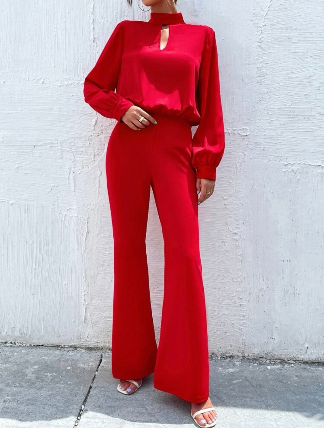 Raiza-Elegant Damen Jumpsuit mit Laternenärmeln ohne Gürtel - RAIZA Collection