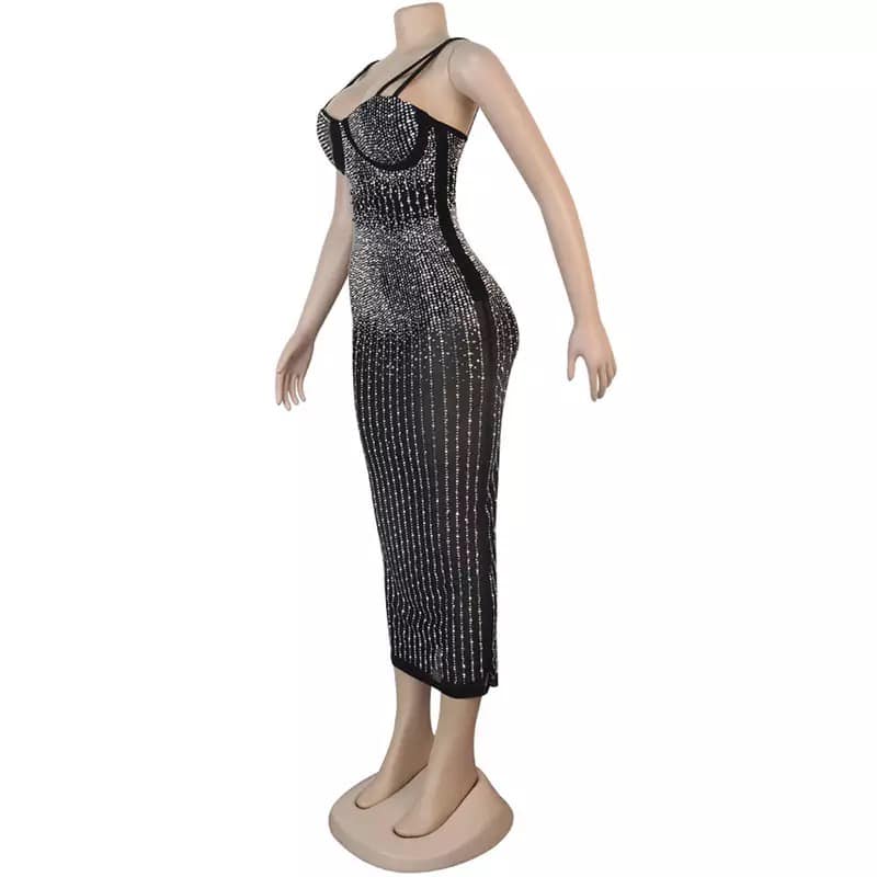 Fashion midi sexy Kleid aus Strass - RAIZA Collection
