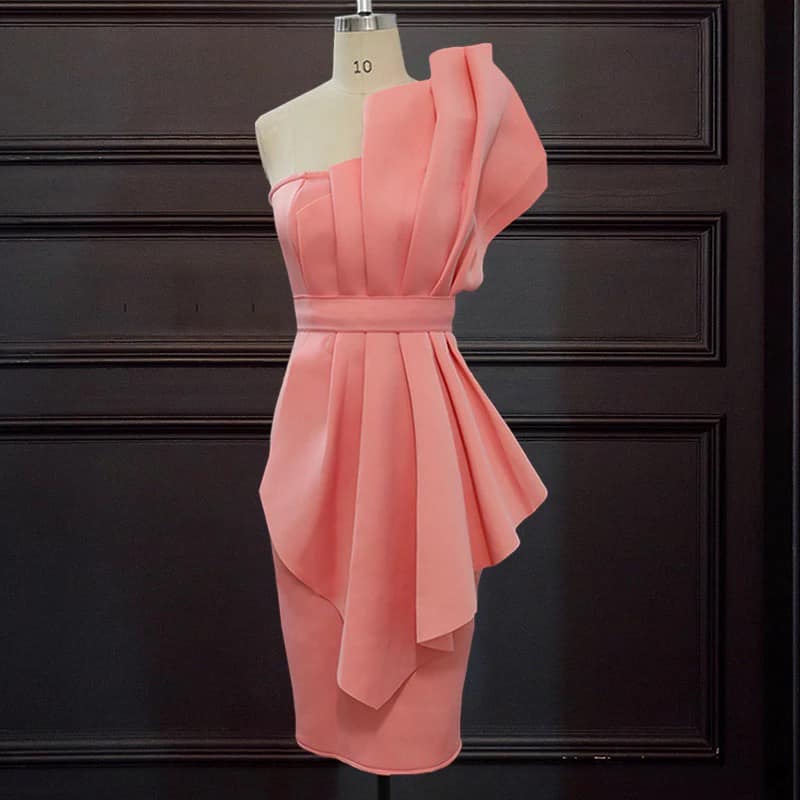 Frauen Figurbetontes Kleid mit einer schulter frei und Gürtel - RAIZA Collection