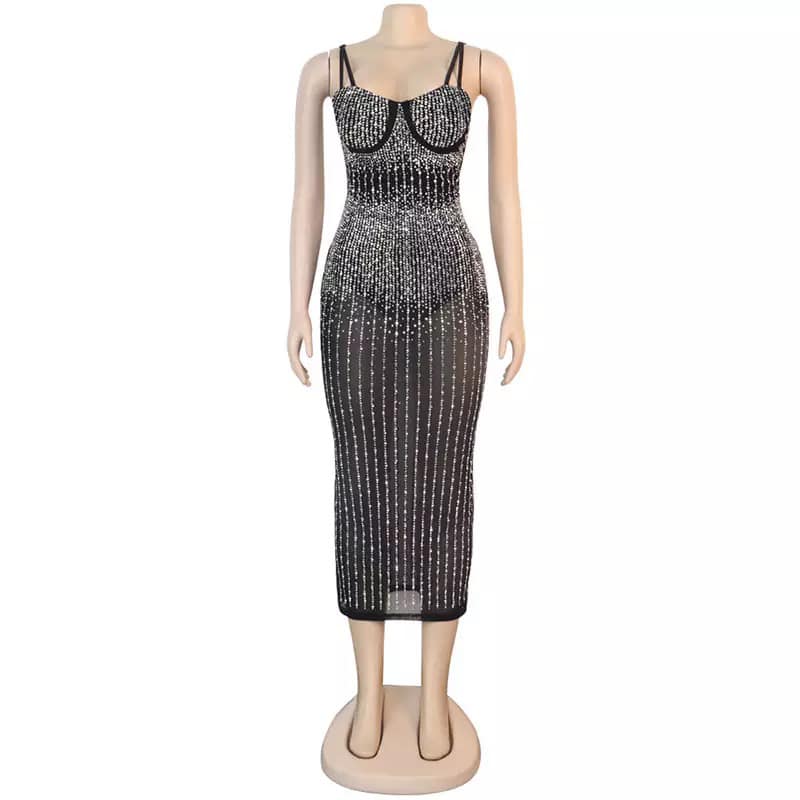 Fashion midi sexy Kleid aus Strass - RAIZA Collection