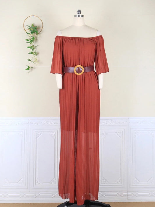 Damen Elegant lang Festlich Hohe Taille Overall Jumpsuit Hosenanzug Playsuit Weites Bein Romper Stylischer Jumpsuit mit Gürtel - RAIZA Collection