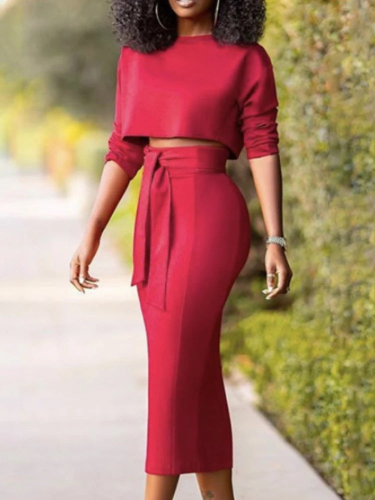 Raiza Set elegante Crop Top und Hohe  mit Taille Gürtel - RAIZA Collection