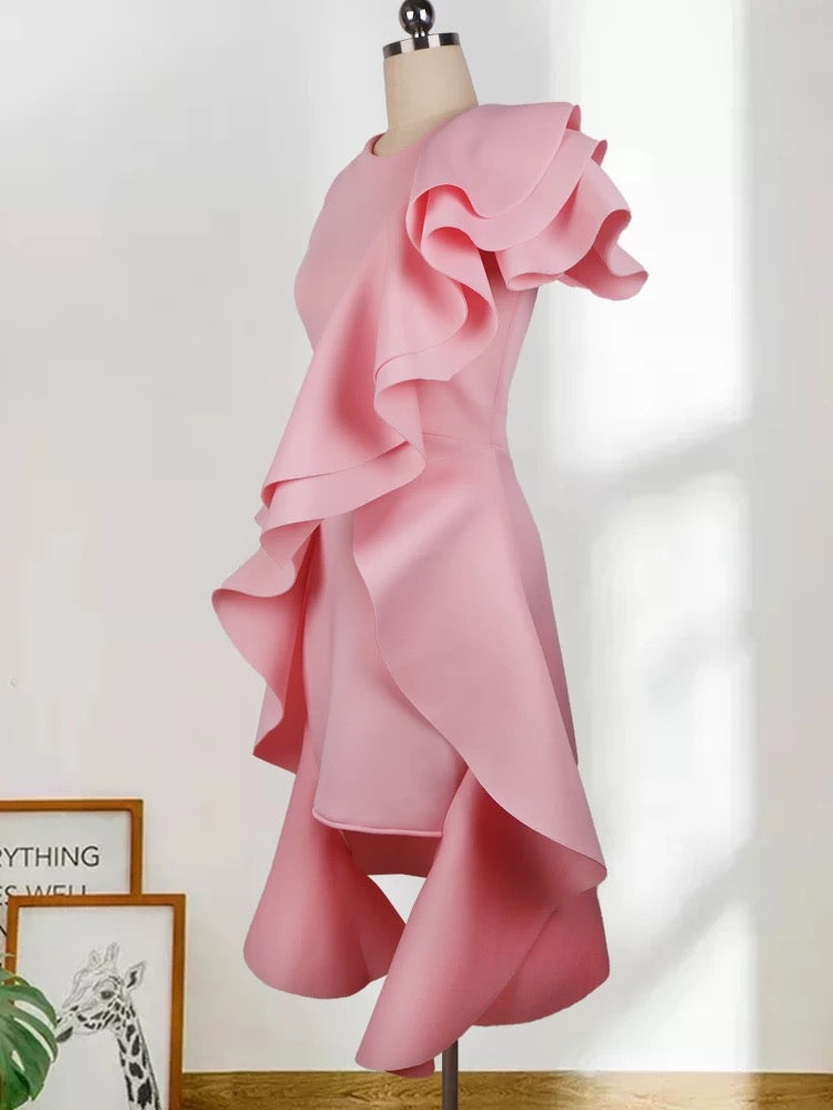 Damen elegantes Kleid mit Unregelmäßigen Länge - RAIZA Collection