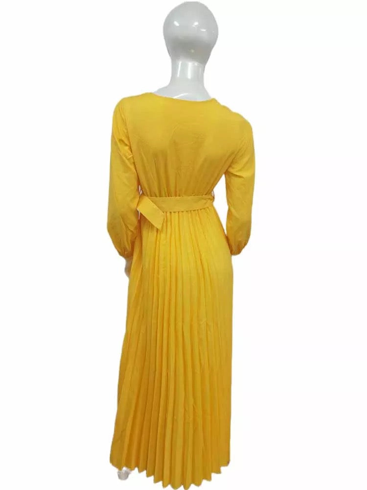 Raiza elegantes maxi Kleid mit Langarm und gürtel - RAIZA Collection