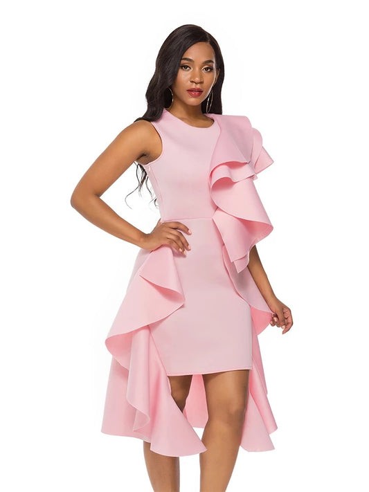 Damen elegantes Kleid mit Unregelmäßigen Länge - RAIZA Collection