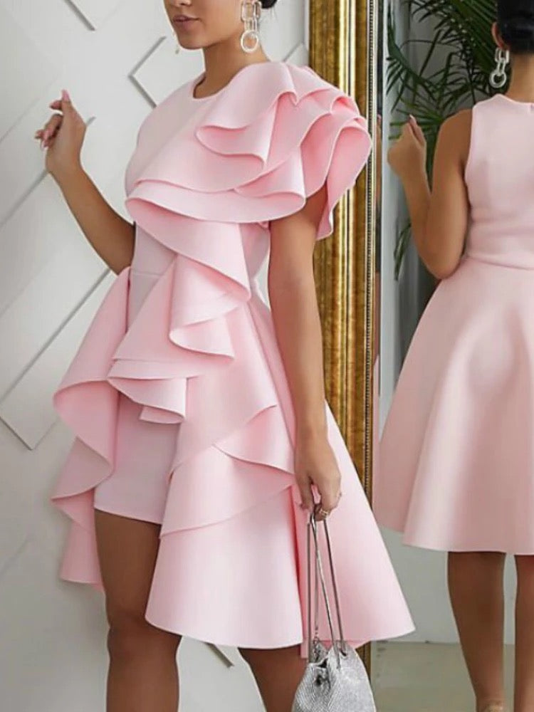 Damen elegantes Kleid mit Unregelmäßigen Länge - RAIZA Collection